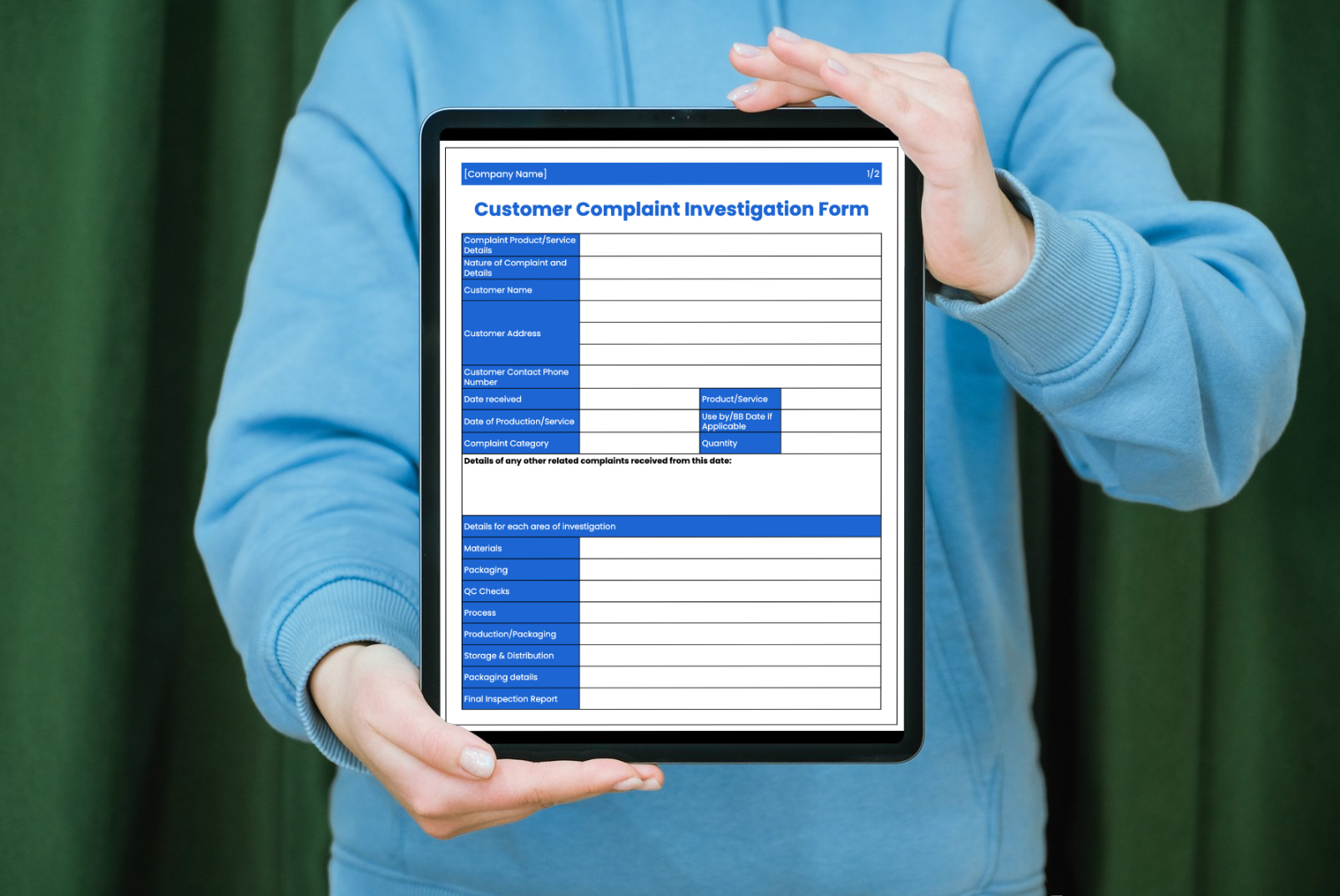 complaint investigation template