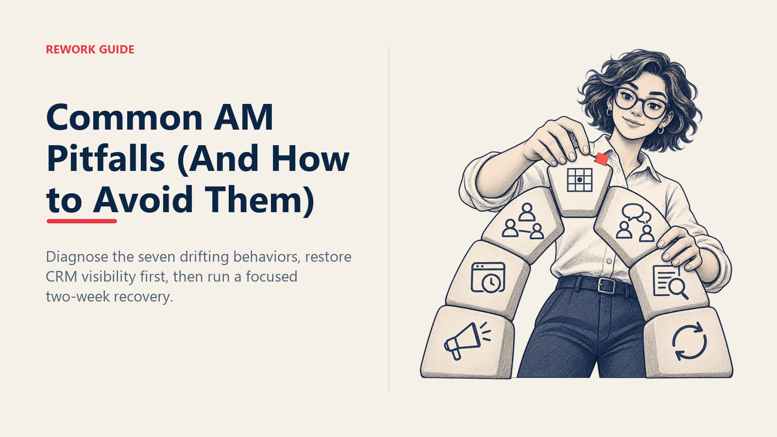 Account manager repairs seven linked AM pitfalls by restoring the CRM hygiene keystone