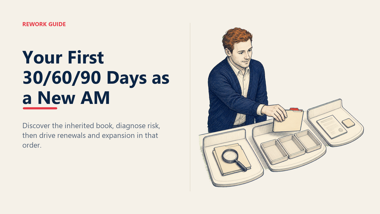 New account manager moves an inherited account through Discover, Diagnose, and Drive ramp stations