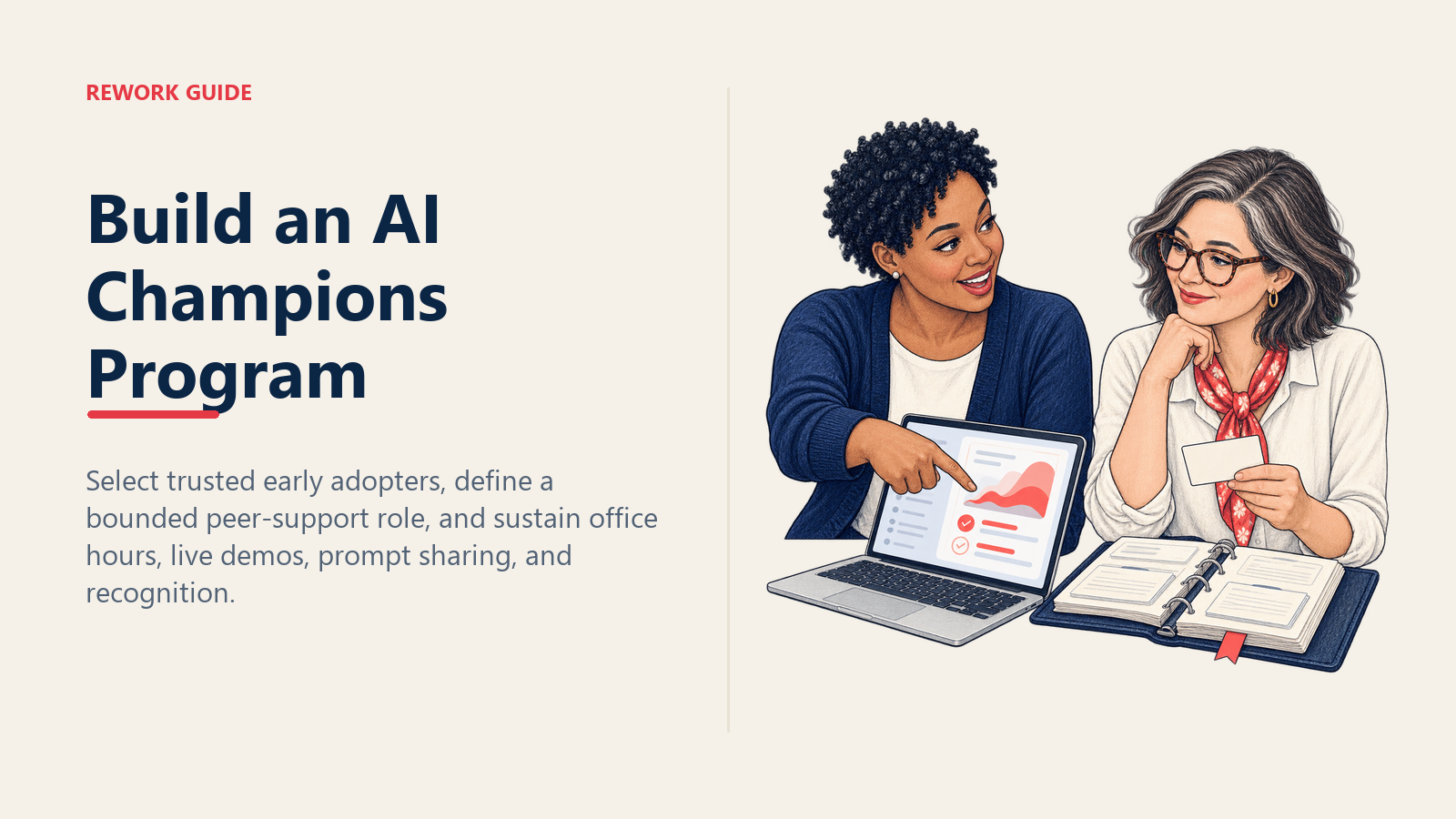 AI champion coaching a colleague during peer office hours and adding an improved prompt to the team library