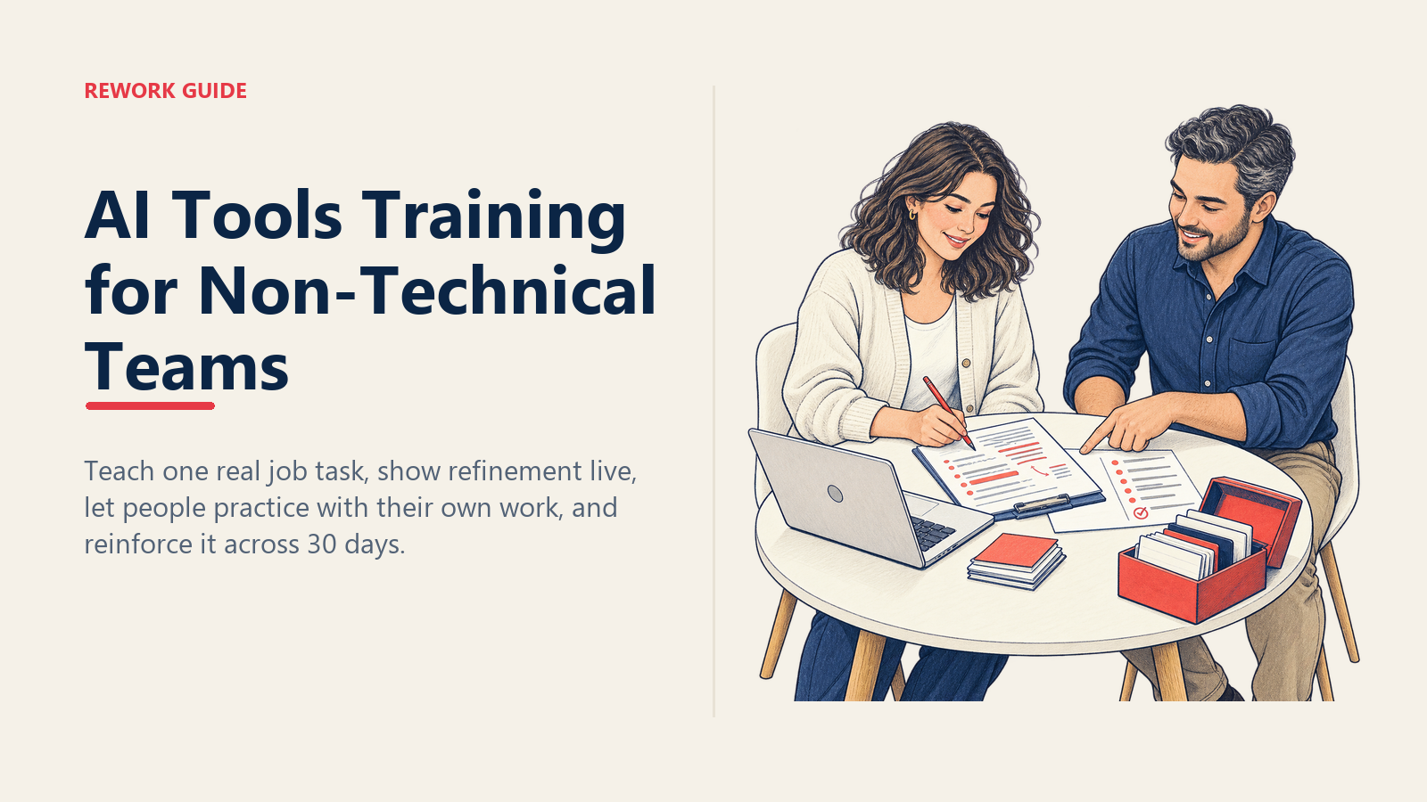 Non-technical employee refining a real work summary with a facilitator and adding the tested prompt to a shared library