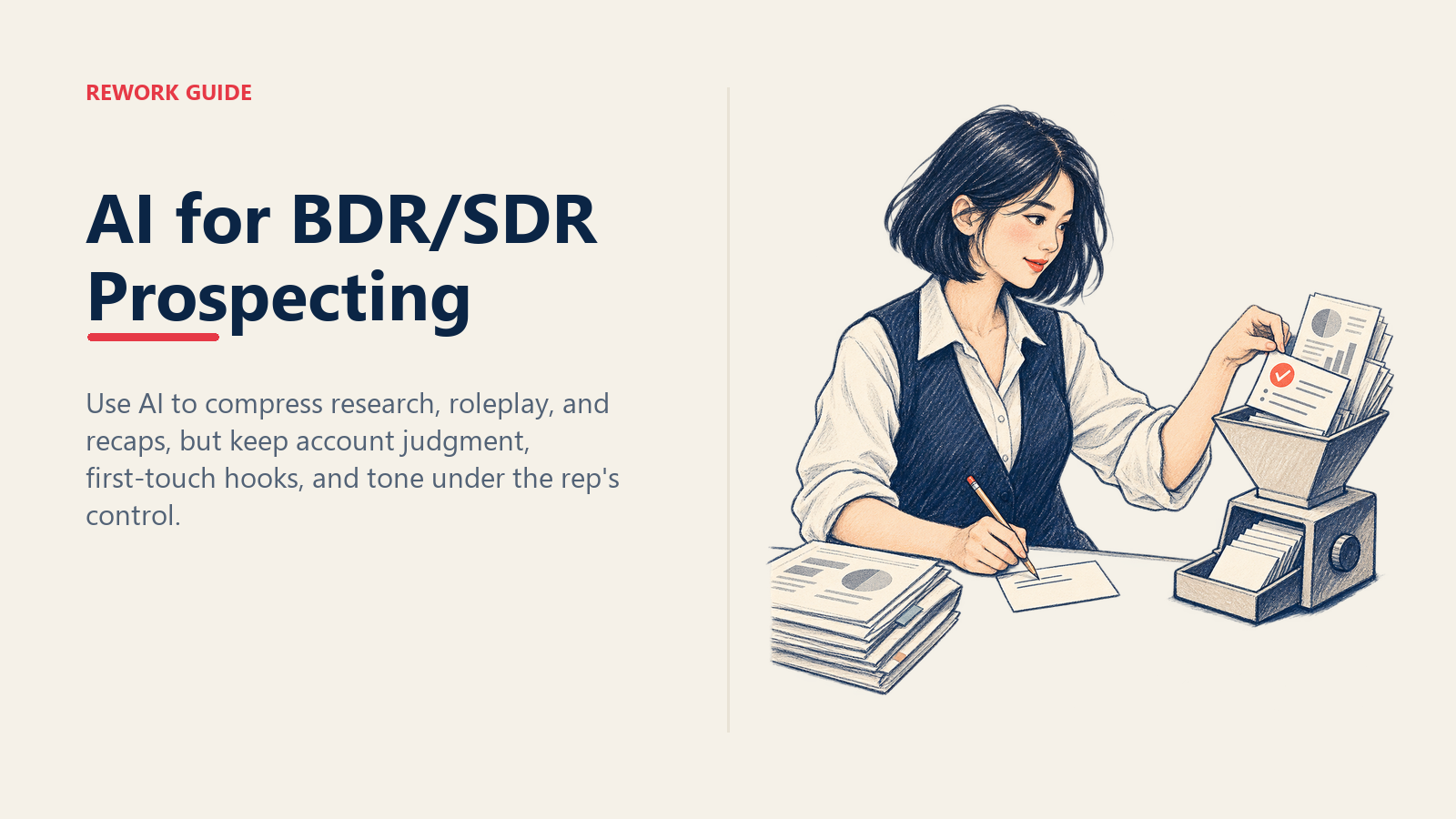 BDR using AI to compress account research before writing the cold email opener by hand