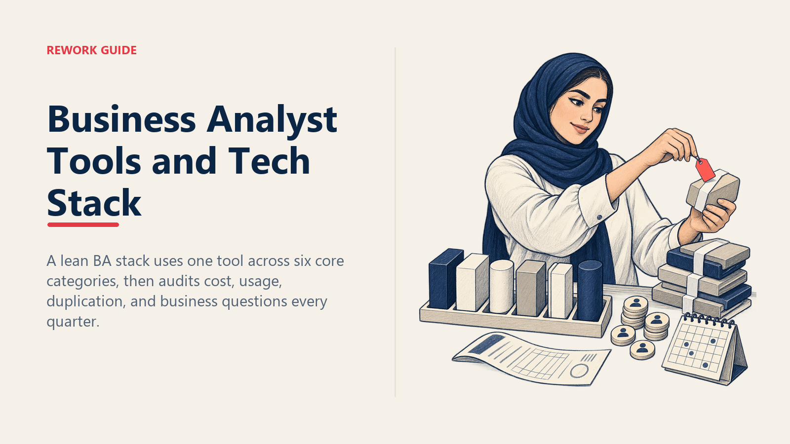 Business analyst removing a duplicate tool contract while consolidating the stack into six essential analytics categories