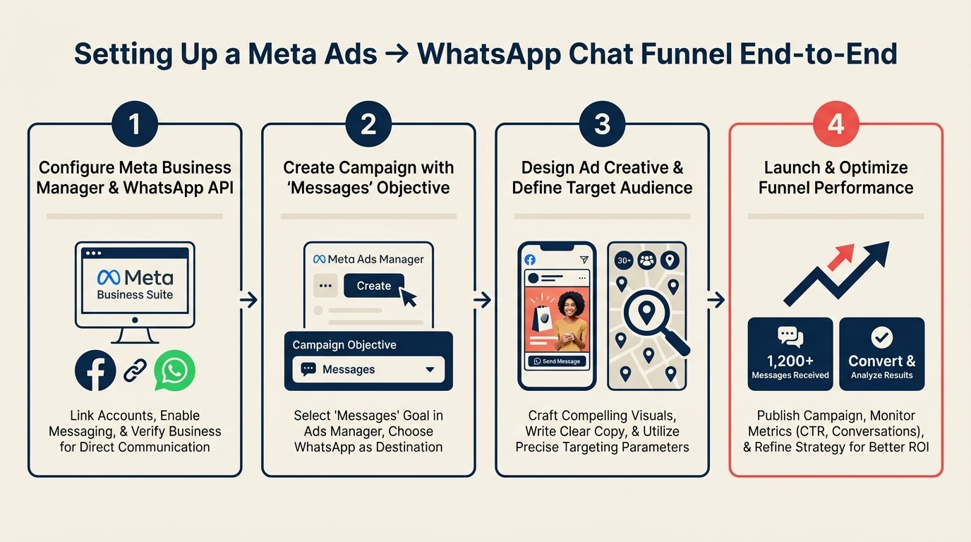 Setting Up a Meta Ads → WhatsApp Chat Funnel End-to-End