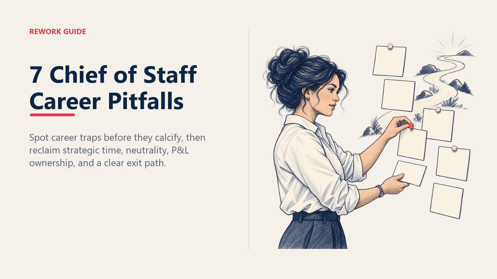 Chief of Staff removing a warning pin from a seven-card career pitfalls diagnostic