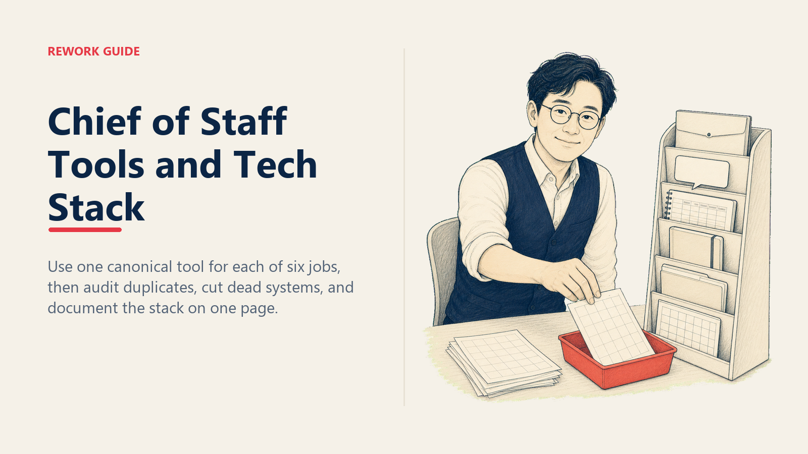 Chief of Staff consolidating duplicate tools into a six-layer operating stack