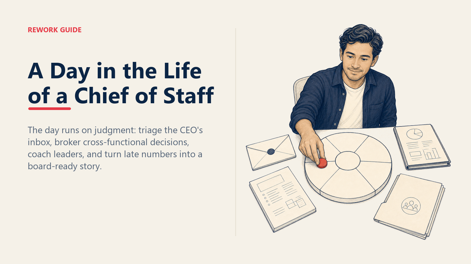 Chief of Staff prioritizing inbox, meeting, customer, and board work around a daily time wheel