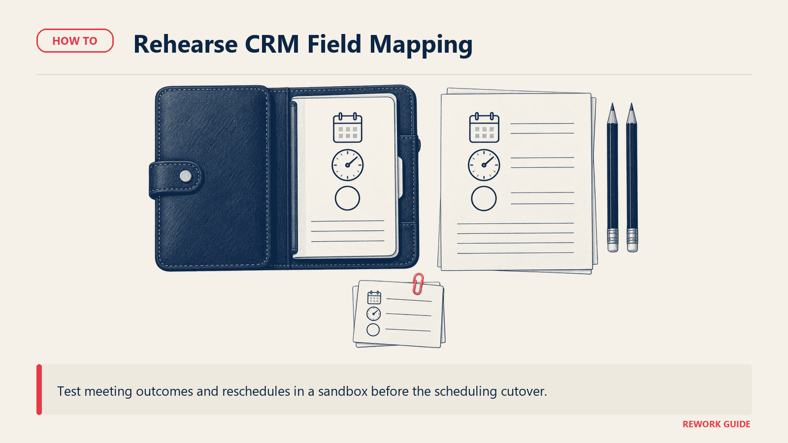 Matching appointment fields in a scheduling folio and CRM rehearsal sheet