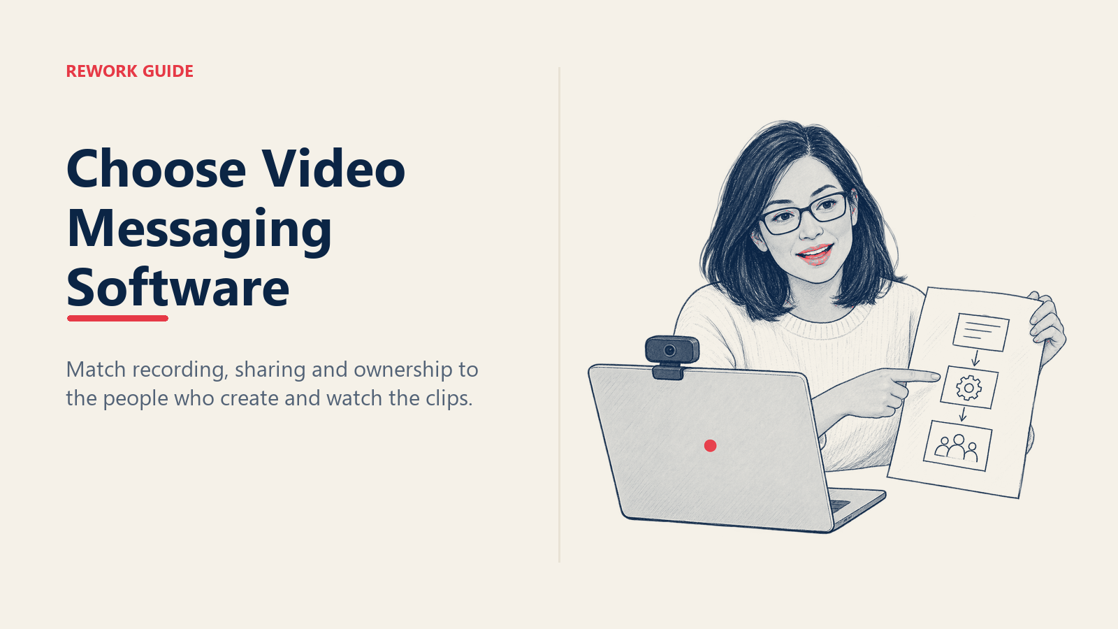 Video creator explaining a workflow beside a webcam-equipped laptop