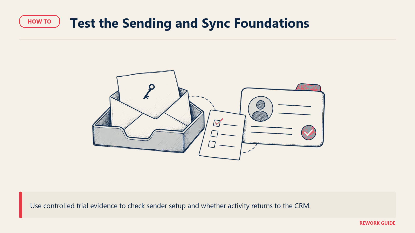 Sender setup and CRM record checked against trial evidence