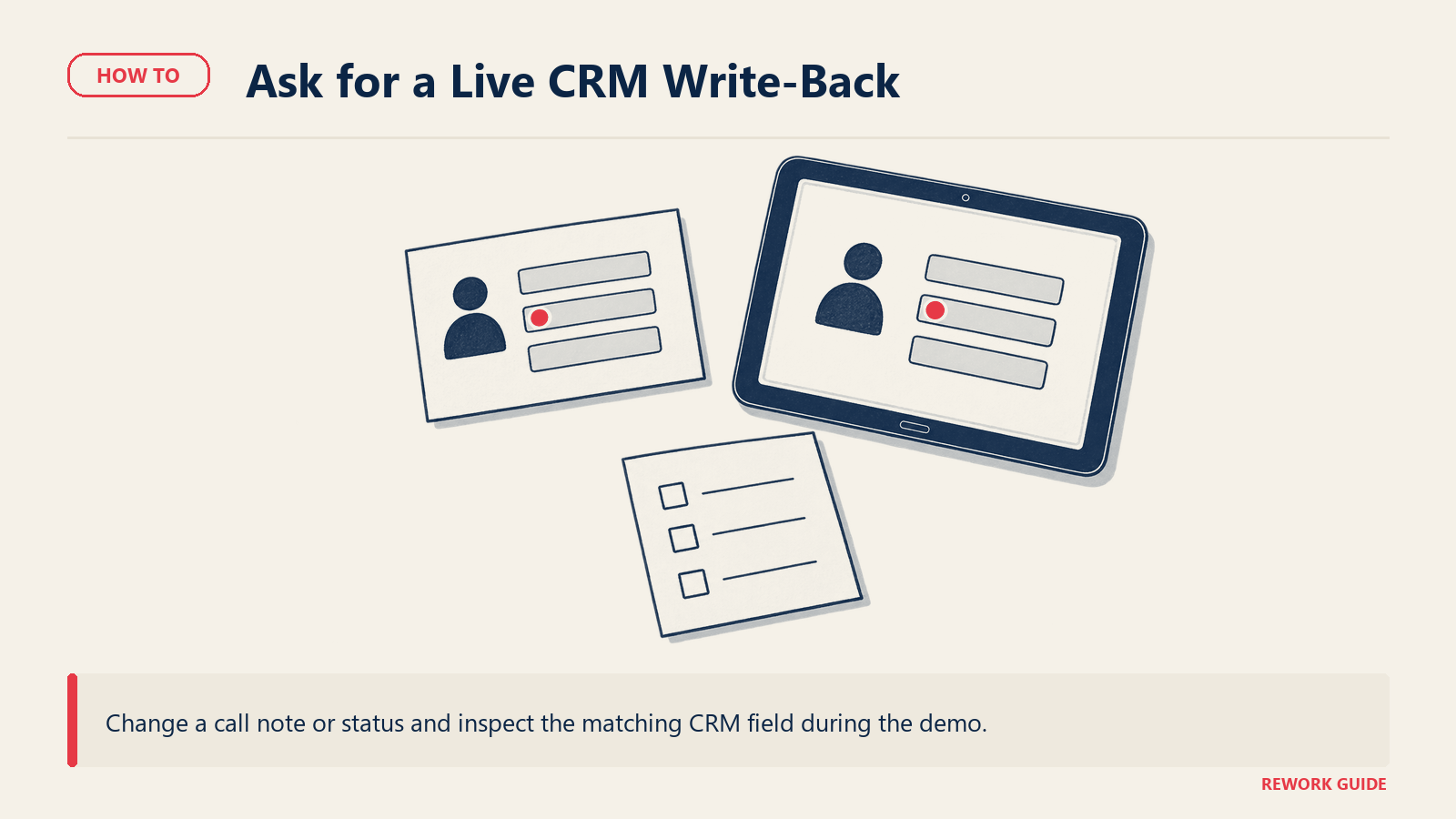 Matching changed field on a contact card and connected CRM tablet record