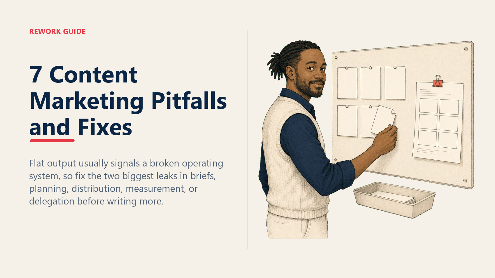 Content marketer removing a stale topic card that has jammed the editorial operating system