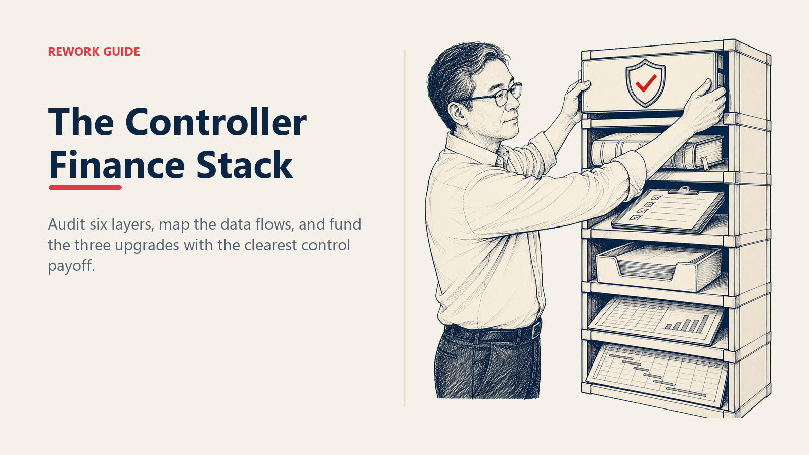 Controller assembling six layers of a finance technology and controls stack