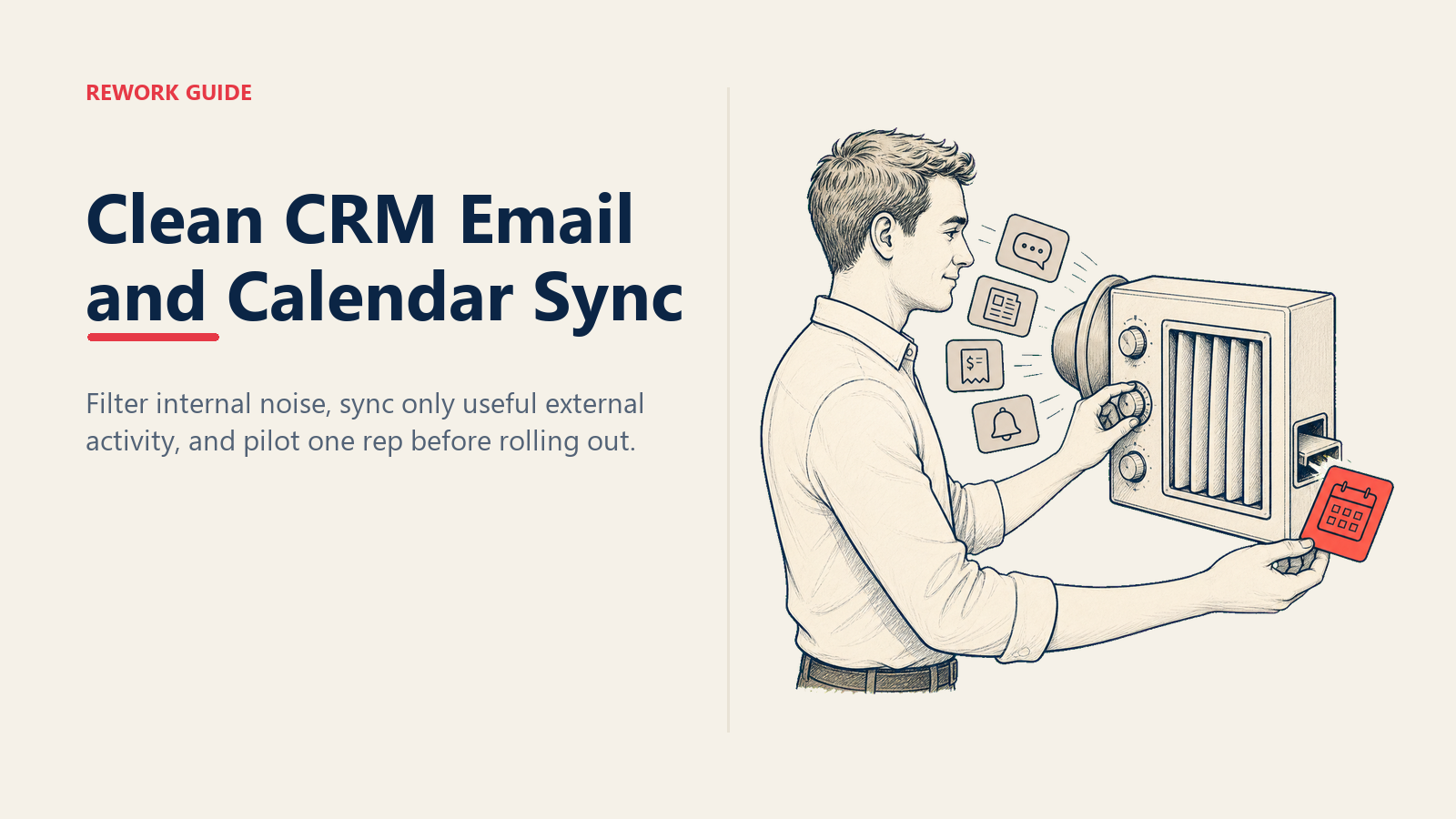CRM administrator filtering email and calendar noise so only useful external activity reaches a contact record