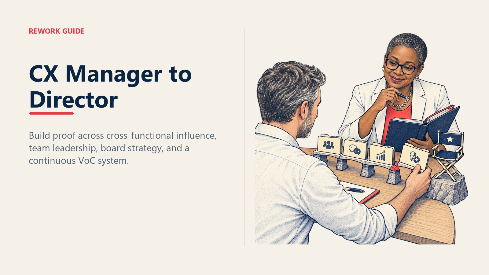 CX manager and VP building a four-part capability bridge toward a Director of CX role