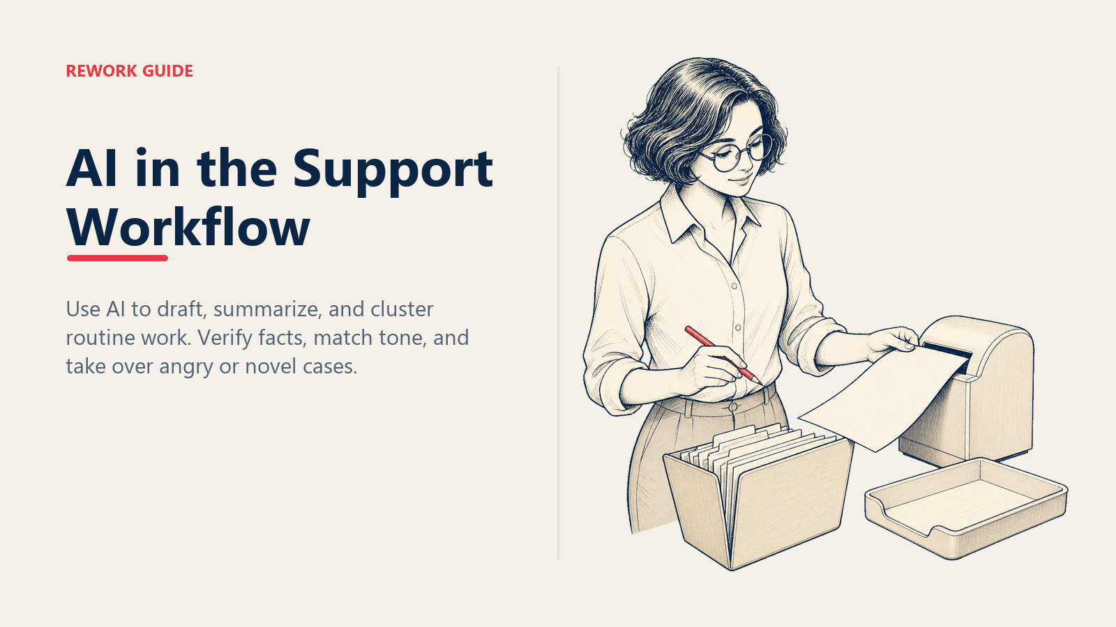 Support specialist reviewing an AI-drafted reply against customer history before it is sent.
