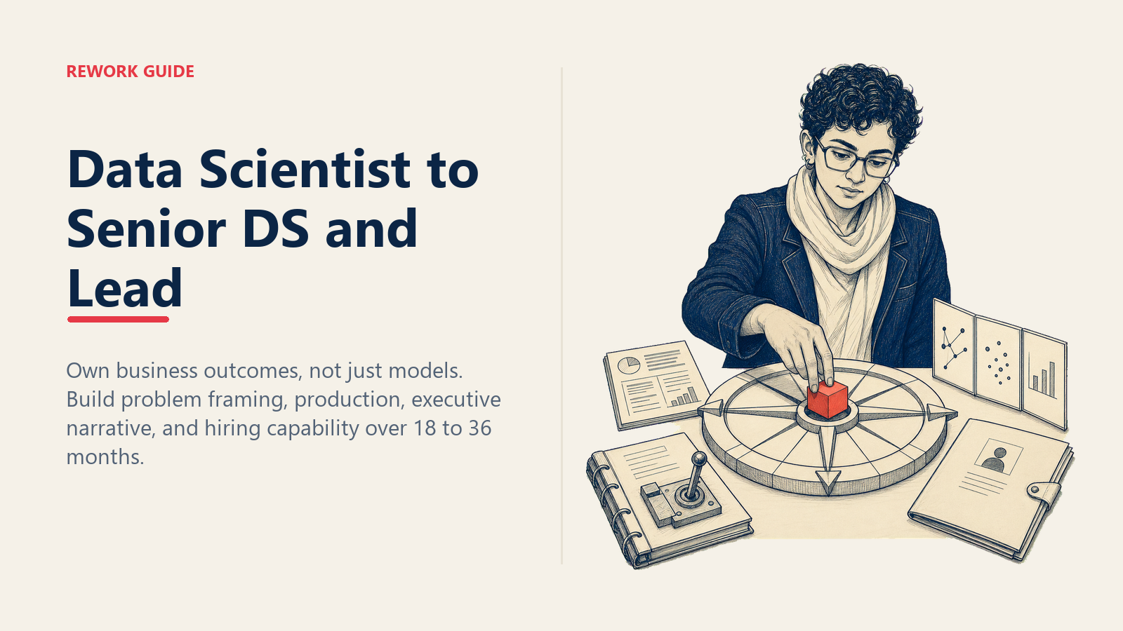 Data scientist moving a model from a tuning lens into a business-domain compass on the path to Senior DS and Lead.