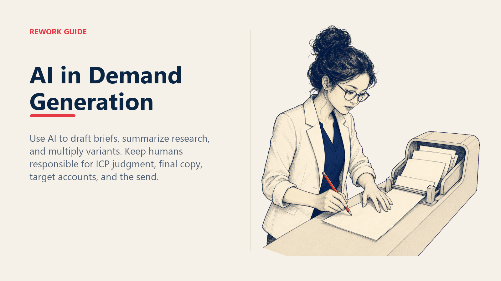 Demand generation manager edits an AI-drafted campaign brief before approving it for launch.