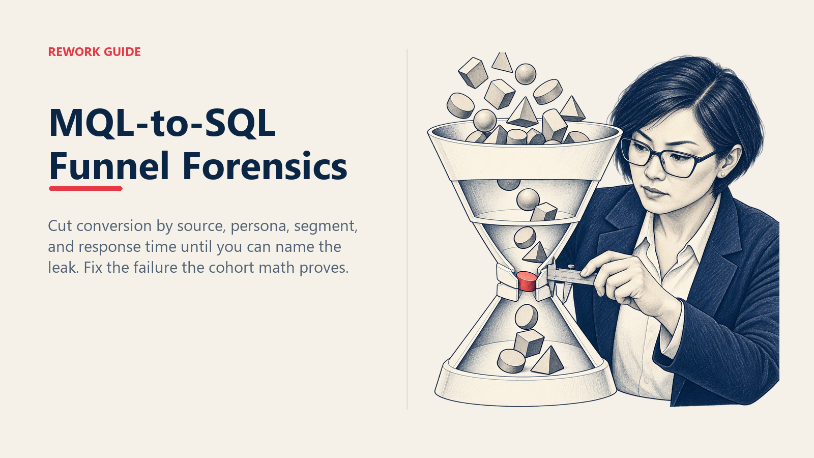 Demand generation manager measures a stalled MQL-to-SQL gate to diagnose a funnel leak.