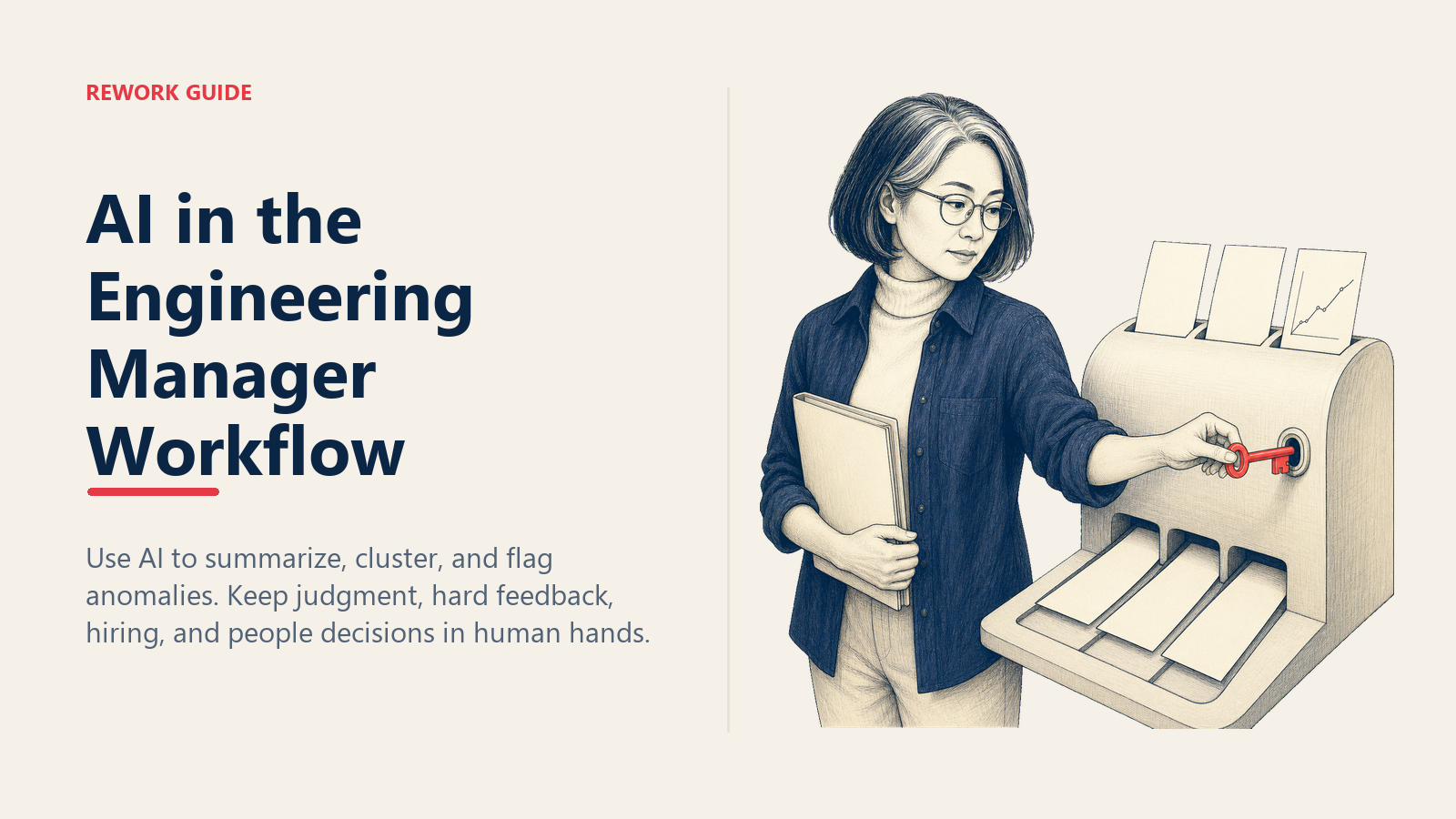Engineering manager removing an execution key from an AI summary unit before a people decision.