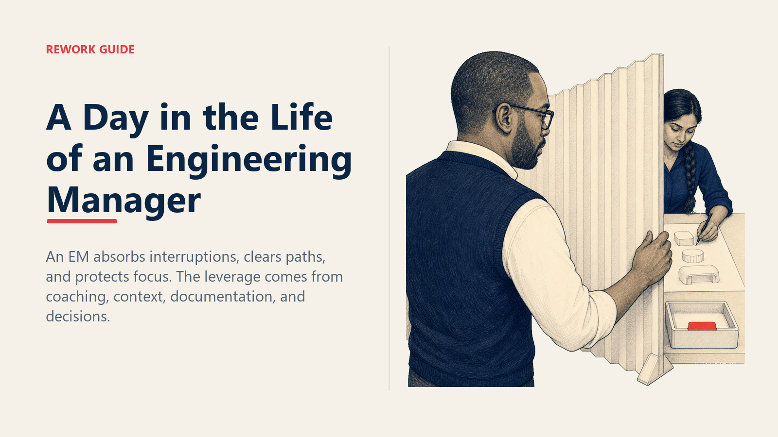 Engineering manager closing a focus partition between incoming alerts and an engineer working undisturbed.