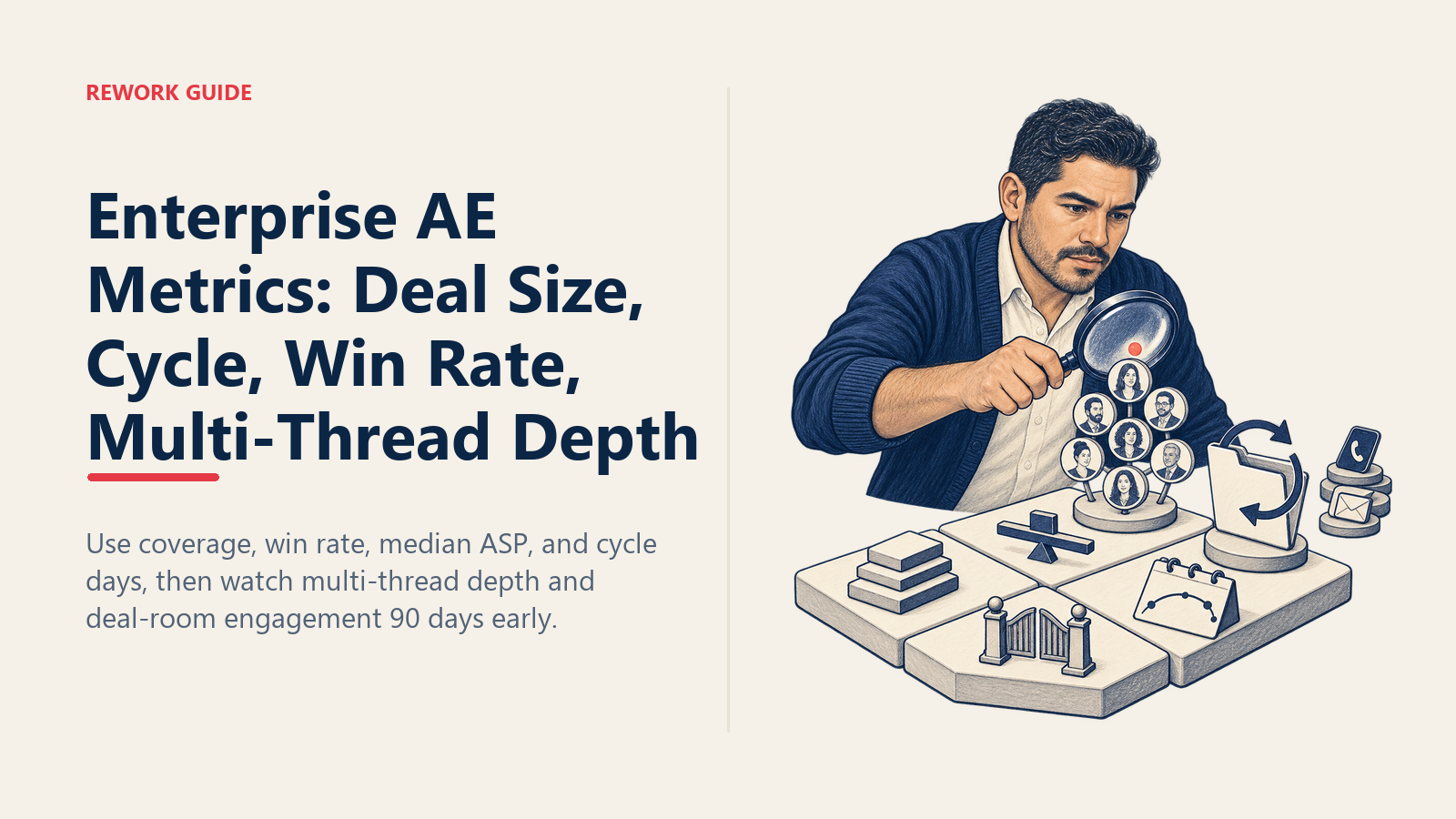Enterprise AE uses a forecast lens to read four quota metrics and two leading signals while ignoring raw activity volume