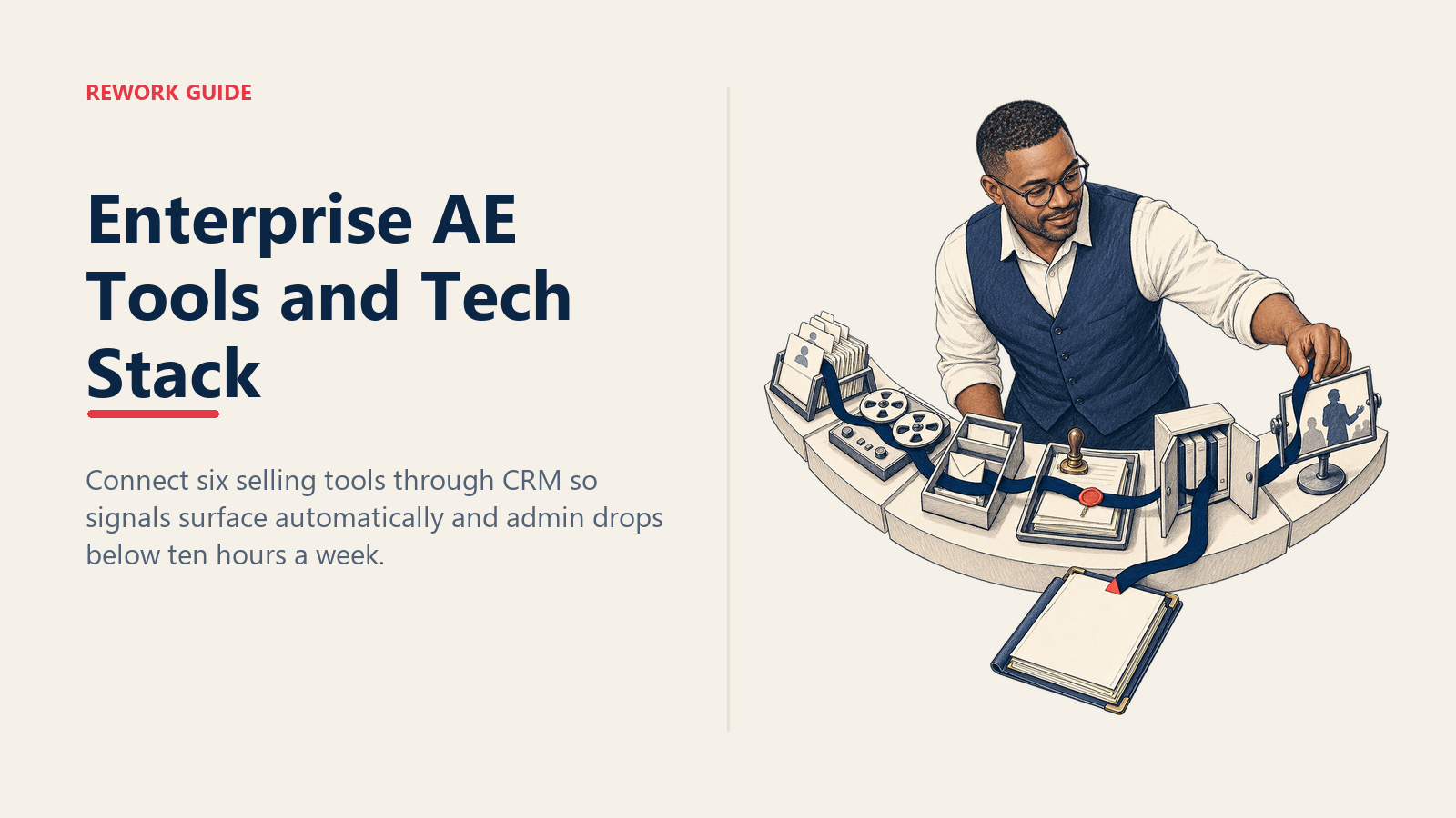Enterprise AE routes one signal through six selling tools into a completed deal brief