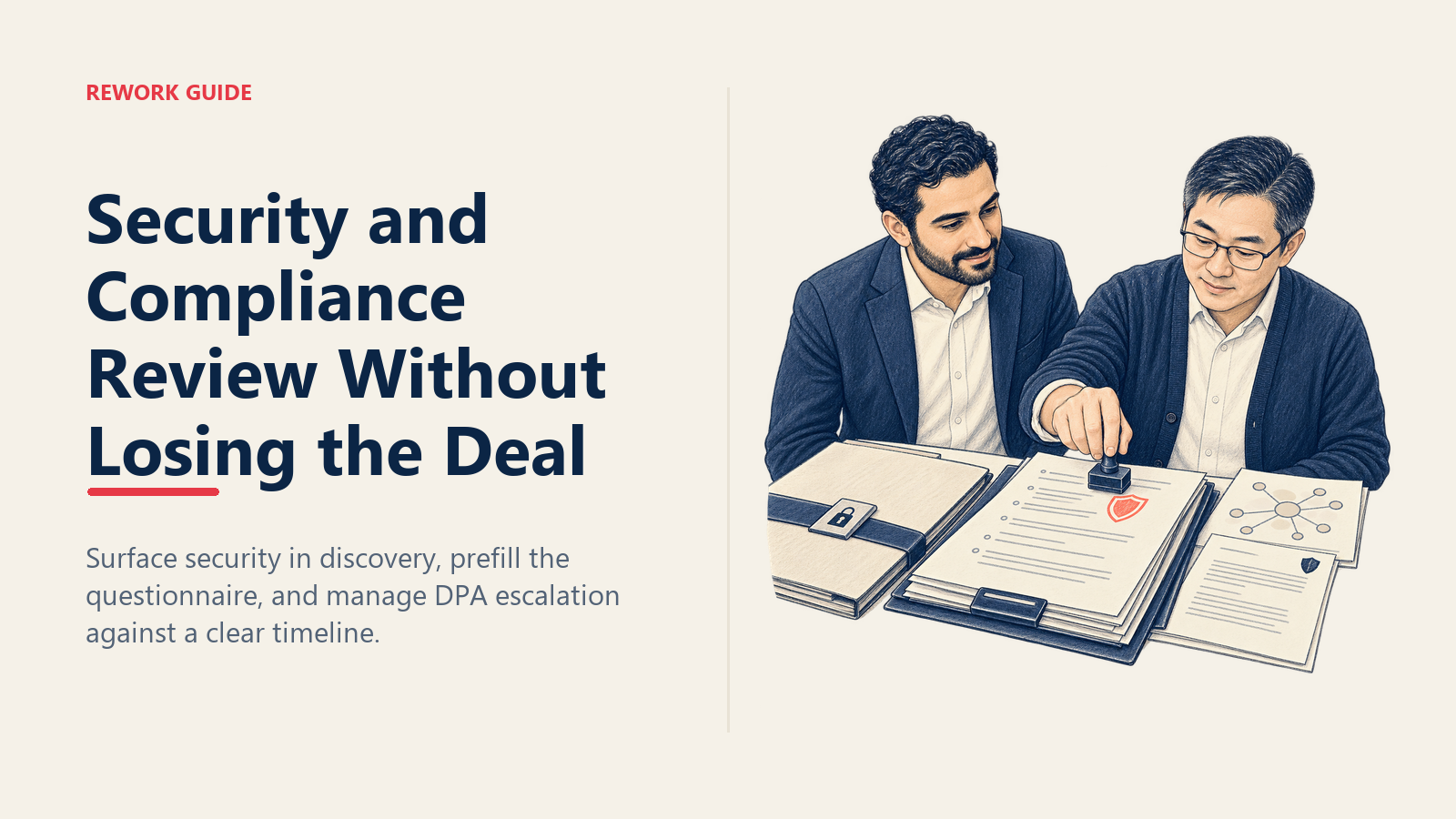 Enterprise AE and security lead approve a prepared compliance evidence packet