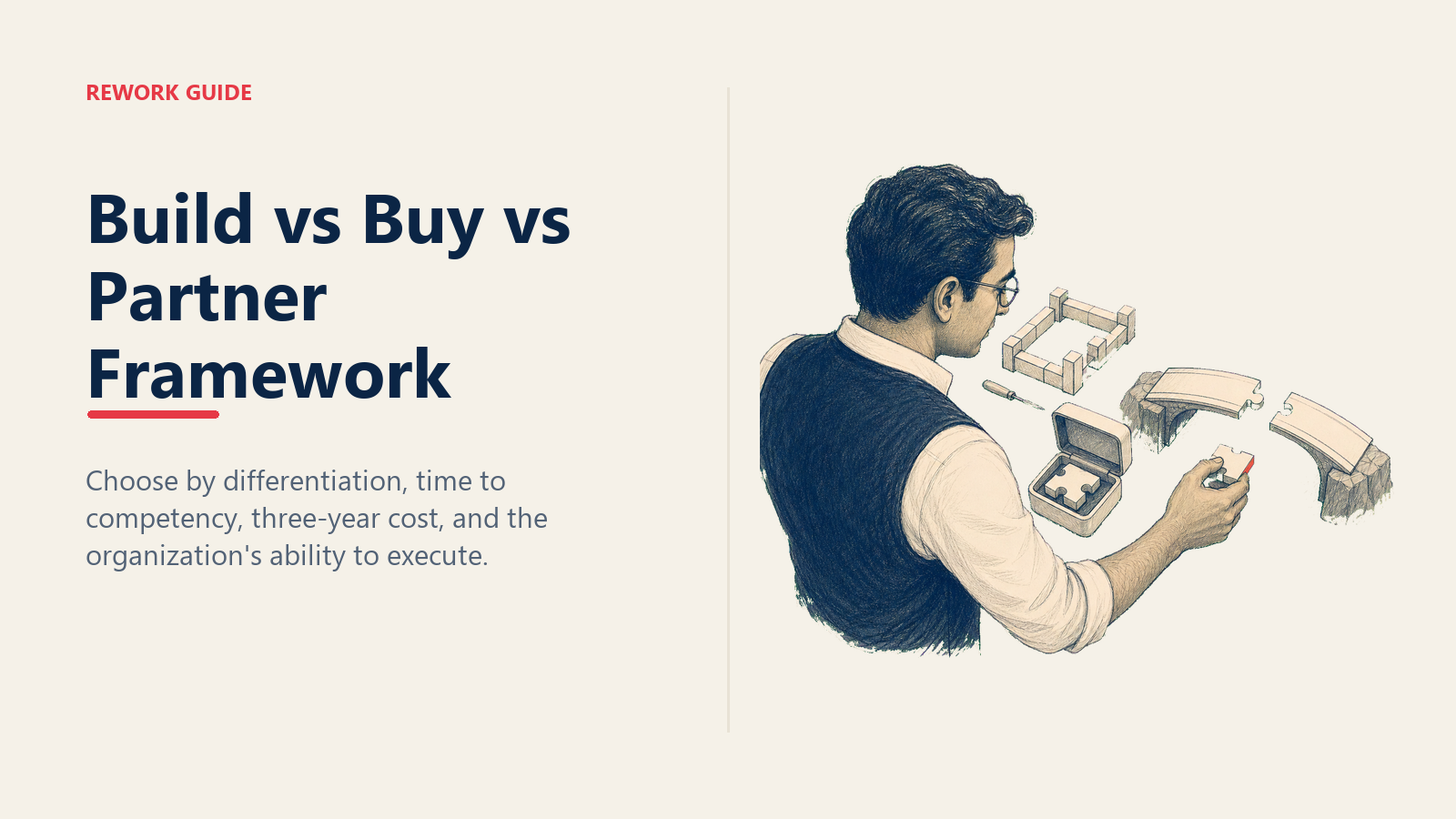 CEO evaluates build, buy, and partner paths for a strategic capability