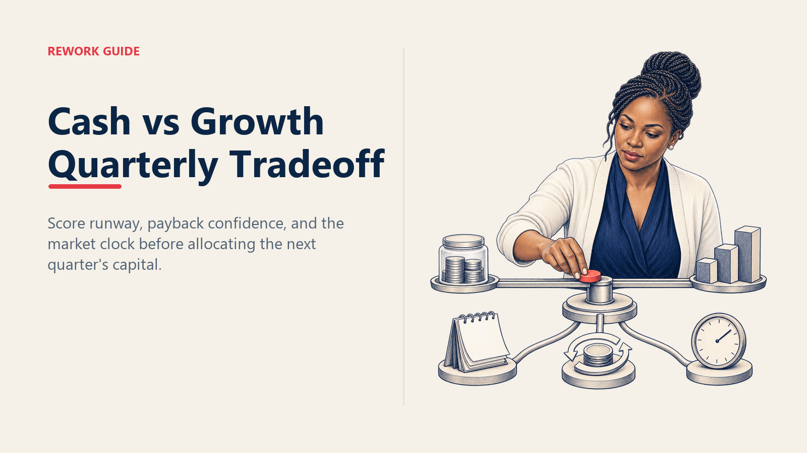 CFO scores runway, payback confidence, and market clock before balancing cash and growth