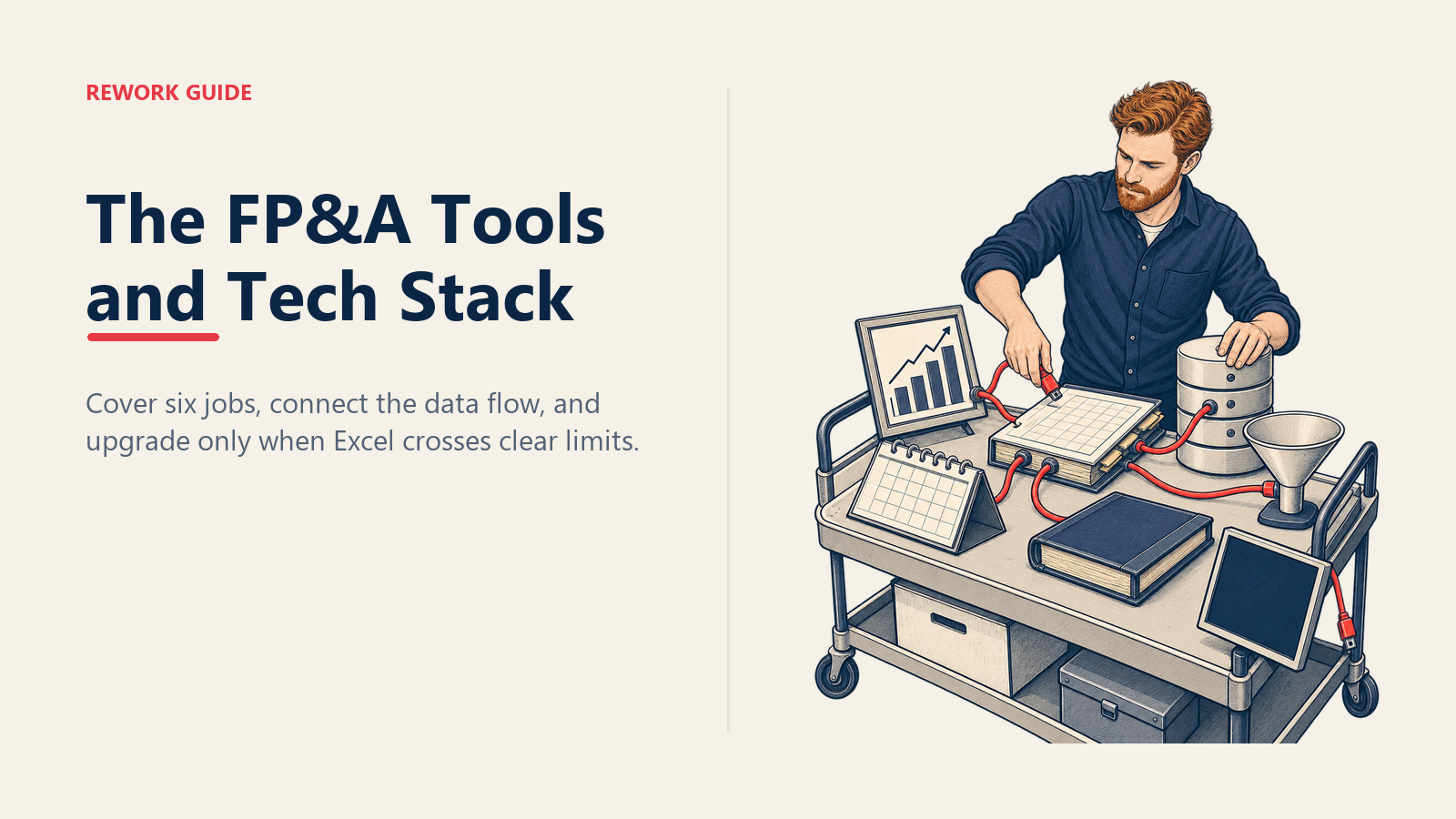 FP&A analyst connecting six essential finance tool jobs into one working data flow.