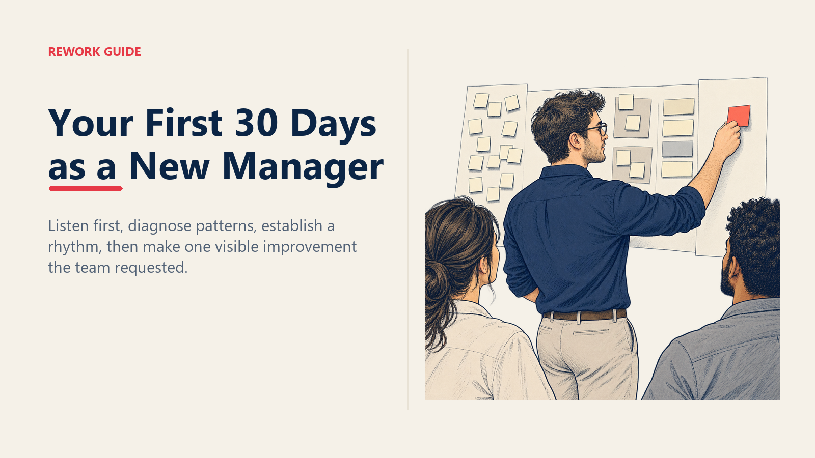 New manager turning team listening notes into one visible improvement during the first 30 days.