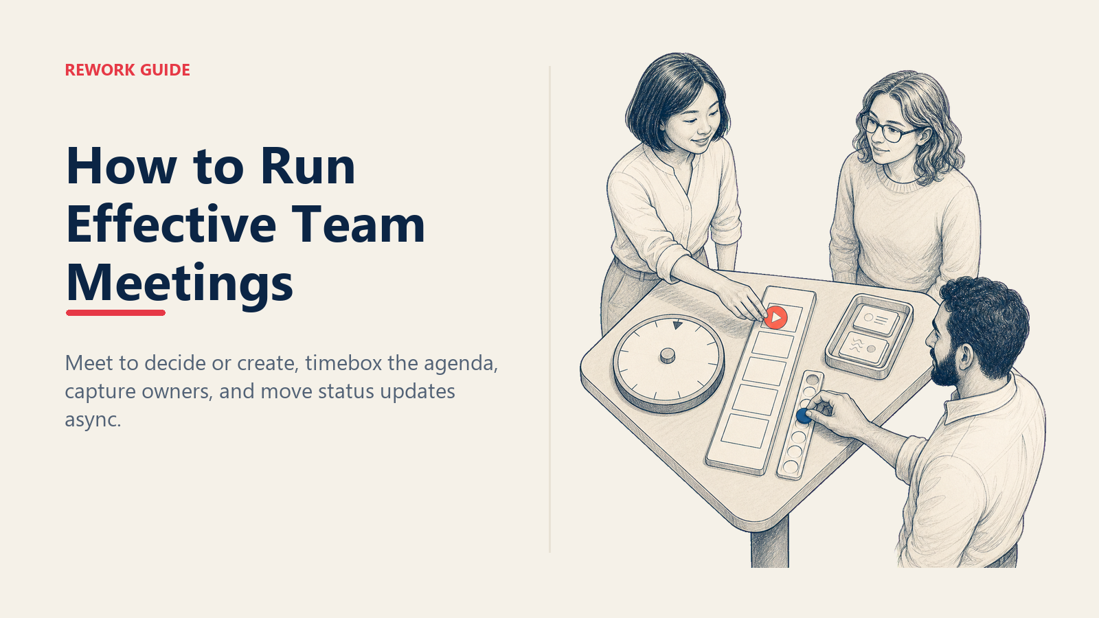 Effective team meeting with a timeboxed decision first and a named owner for the action
