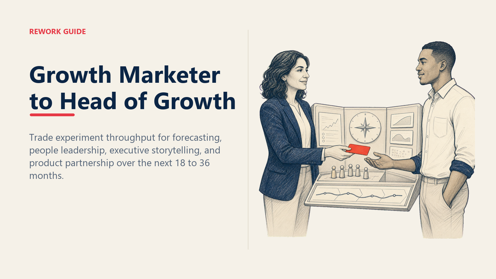 Growth marketer to Head of Growth path shown through experiment delegation and expanded leadership scope