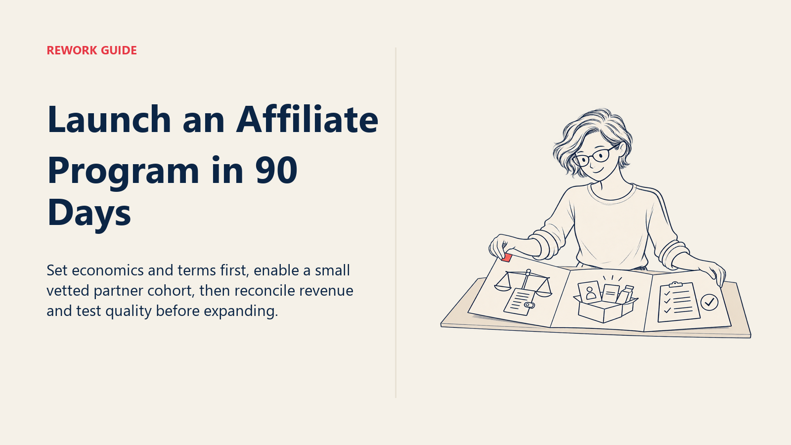 Merchant-side growth marketer opening a three-phase affiliate program launch plan