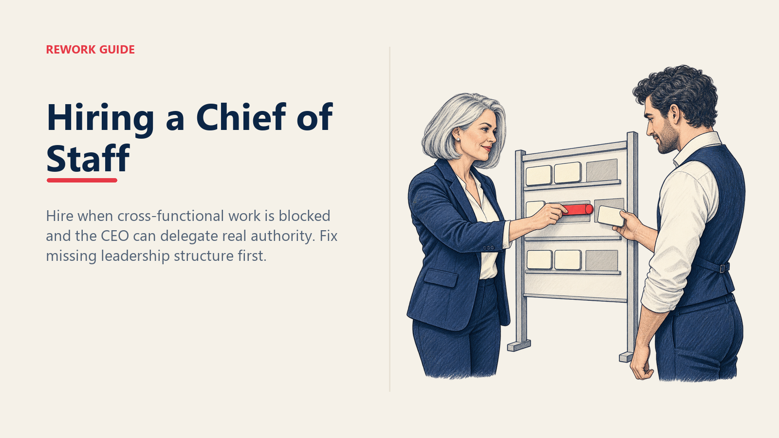 CEO delegating authority to a Chief of Staff who moves a stalled cross-functional project forward