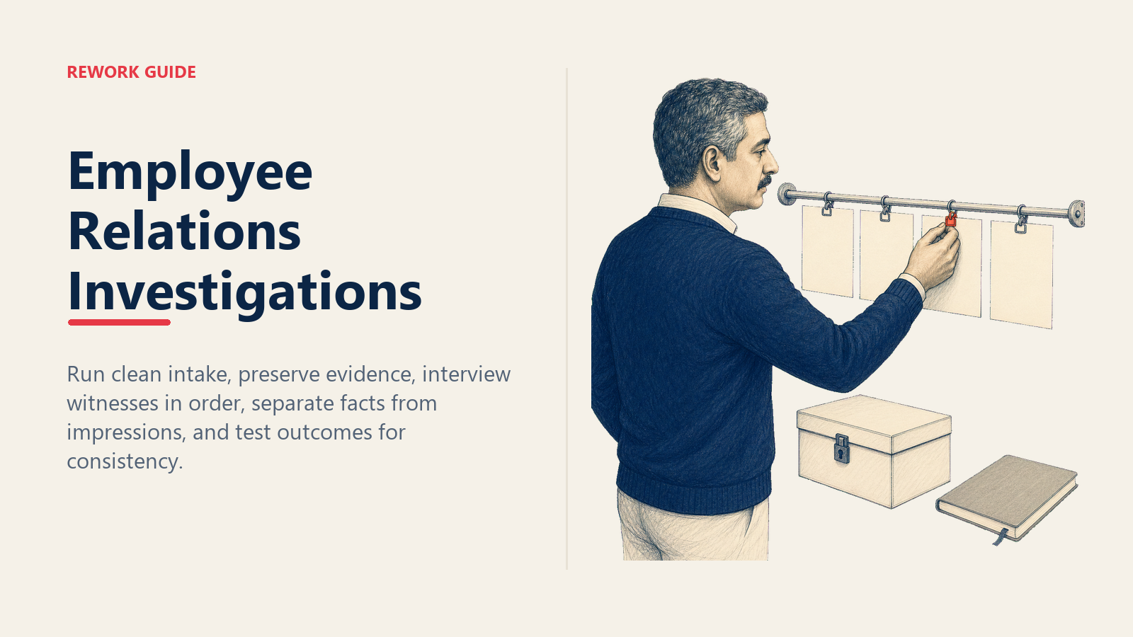 HR partner pinning evidence to an ordered employee relations investigation chronology