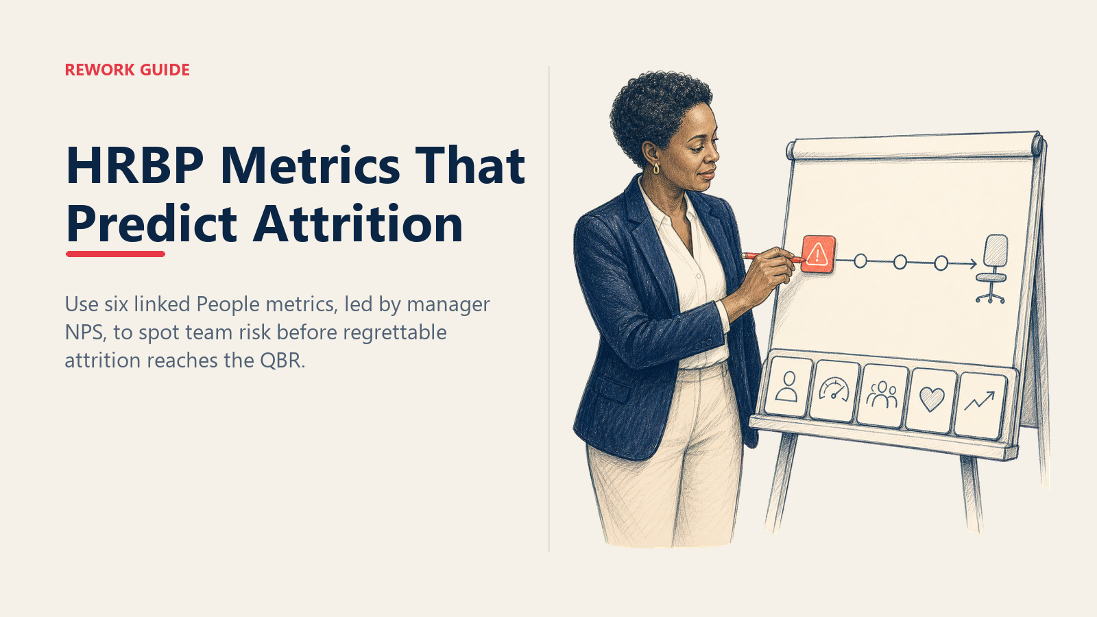 HRBP using manager NPS as an early warning before regrettable attrition on a quarterly metrics track.