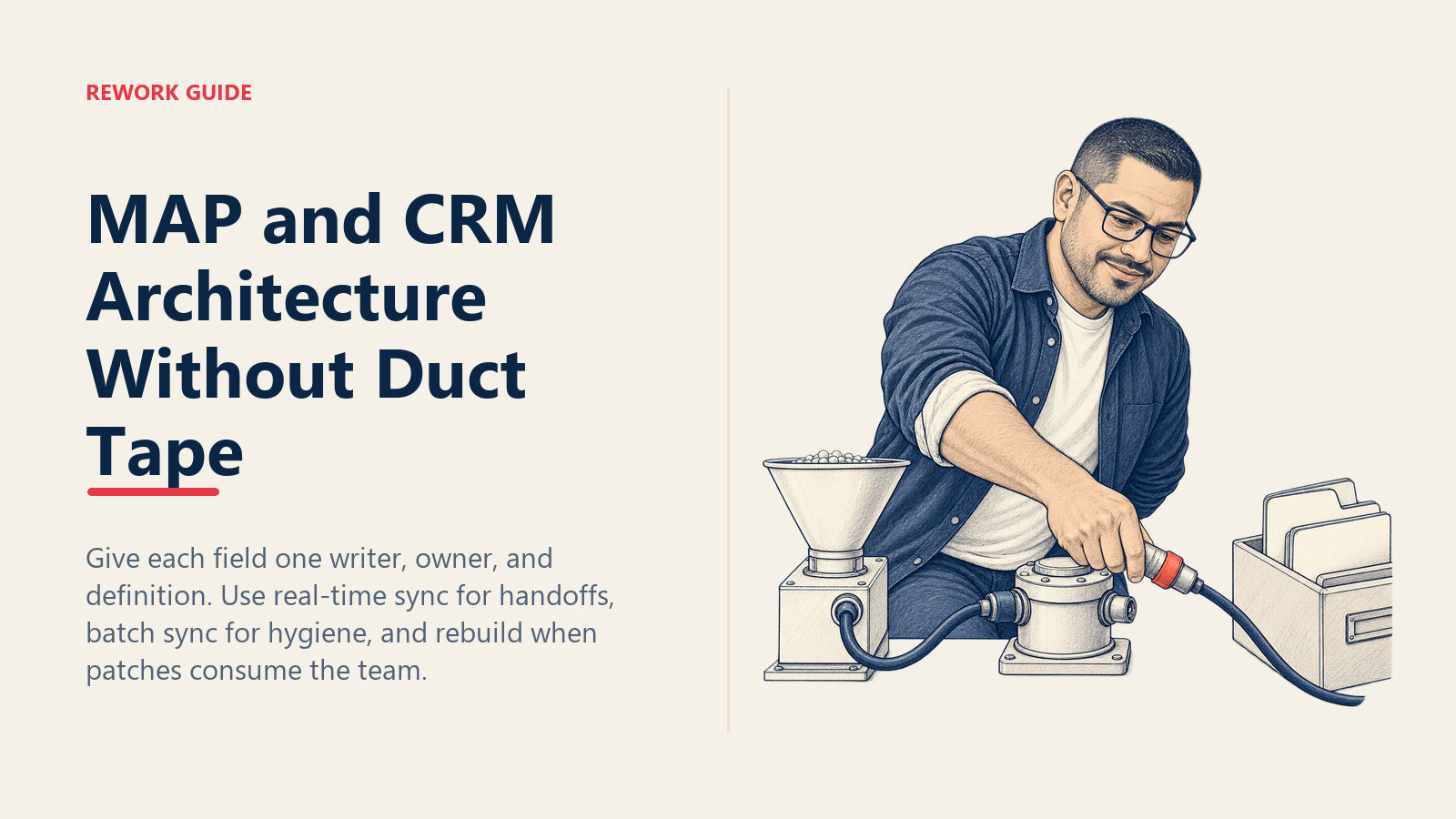 Marketing Ops architect removing a redundant CRM write connection from a shared MAP and CRM lifecycle field