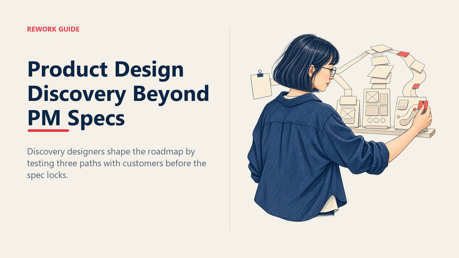 Product designer turning one PM brief into three customer-tested discovery paths before the specification locks.