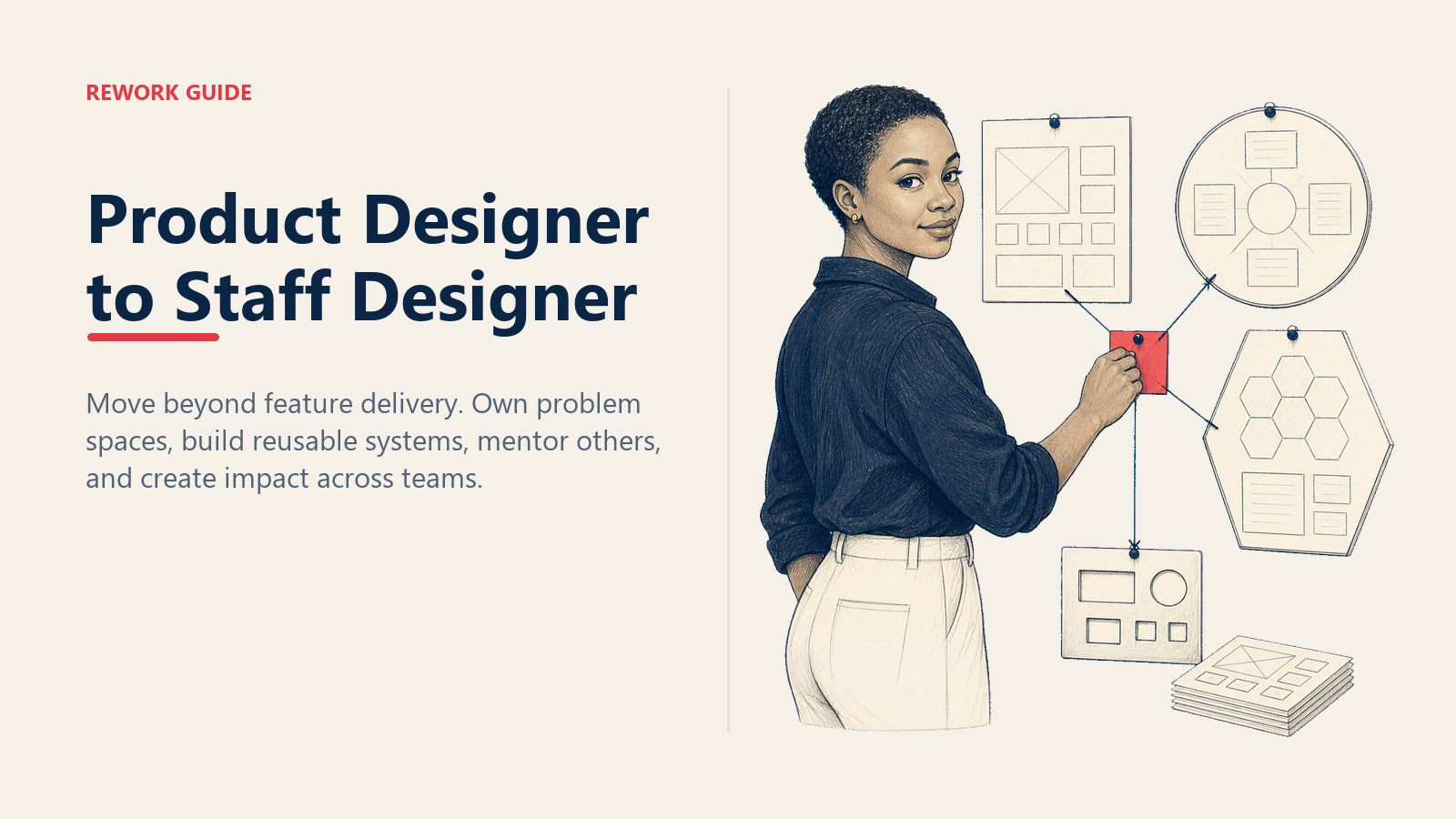 Product designer pinning one customer problem across three product areas on the path to Staff Designer