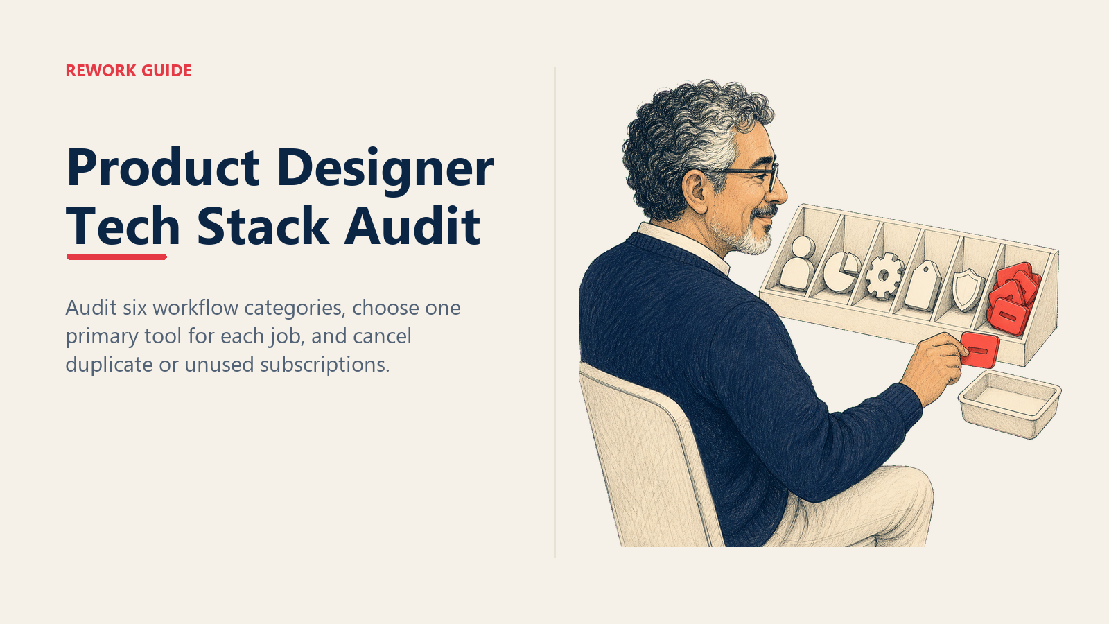 Product designer removing a duplicate subscription during a six-category tech stack audit