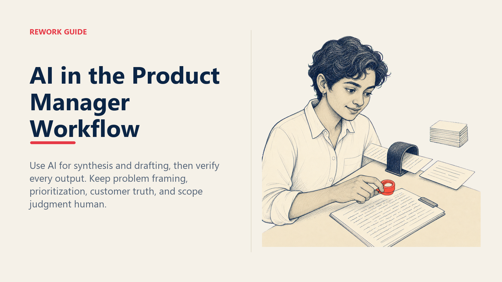 Product manager verifying an AI synthesis against the original customer interview transcript