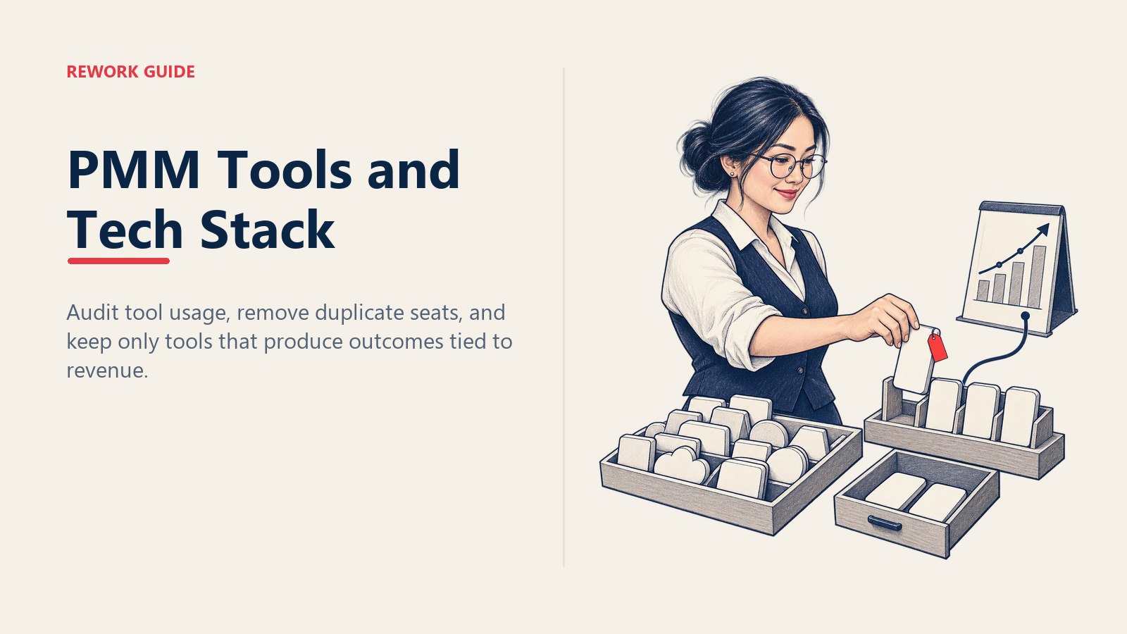 Product marketing manager auditing tool sprawl and keeping only tools tied to revenue outcomes