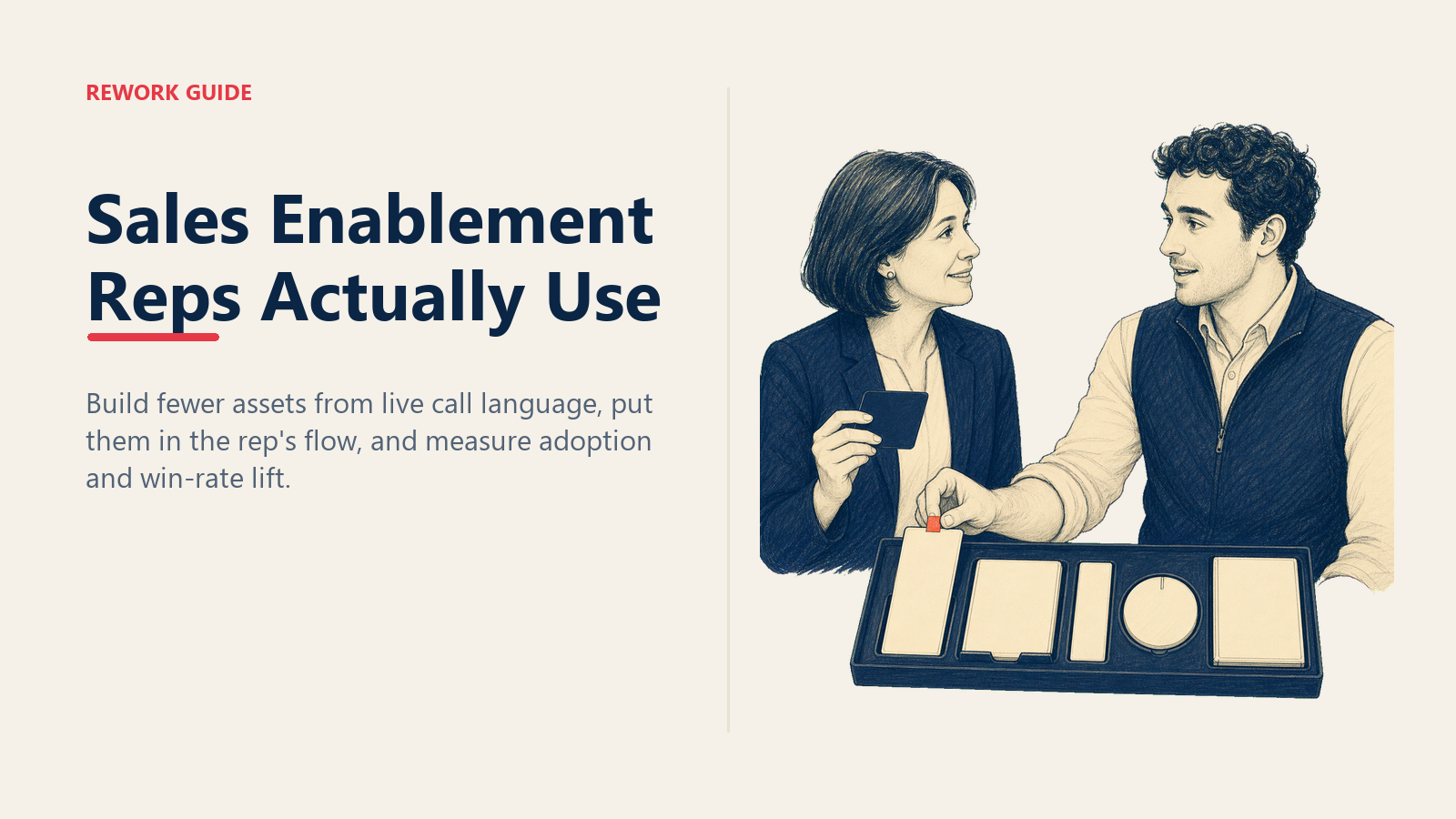 Sales enablement a rep actually uses during role-play with a compact five-asset field kit