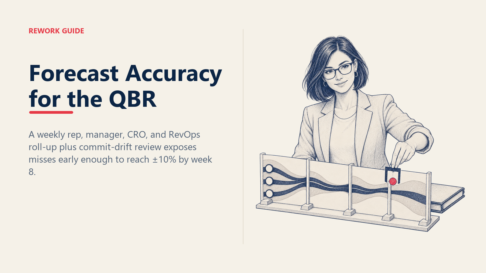 RevOps manager marking commit drift inside a weekly forecast variance band before the QBR