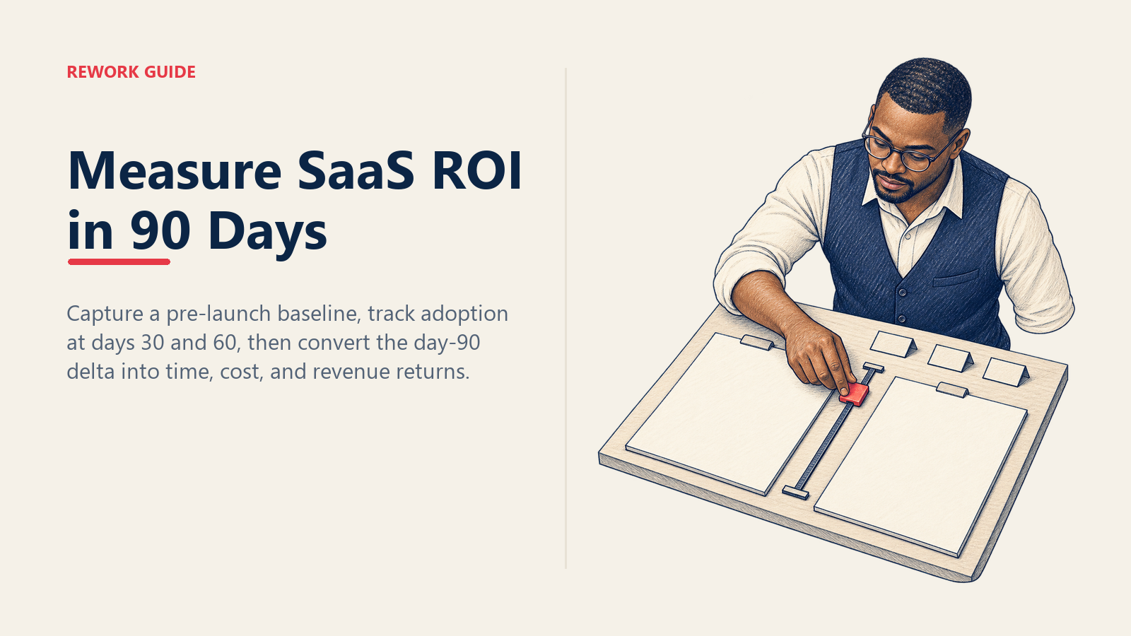 Operations analyst measuring the delta between a pre-launch SaaS baseline and a 90-day ROI report