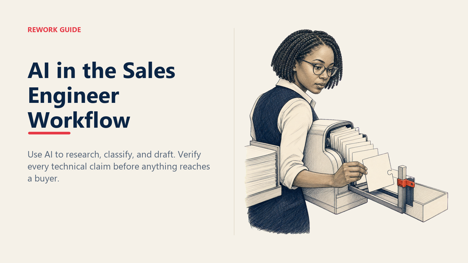 Sales engineer removes an unsupported technical claim from an AI-drafted RFP before it reaches the buyer.