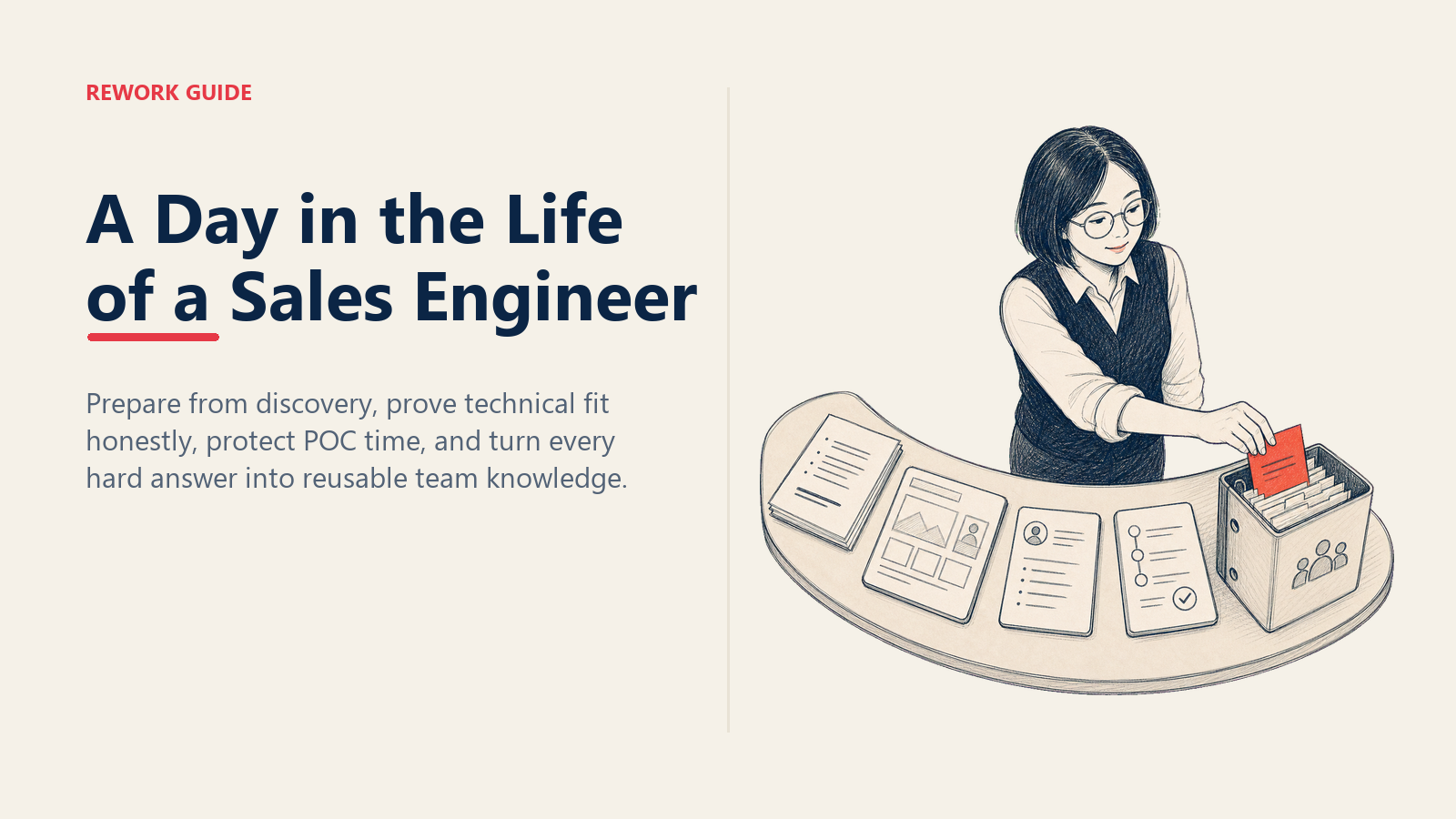 Sales engineer closing a day of demo, POC, and objection work by filing a reusable technical answer