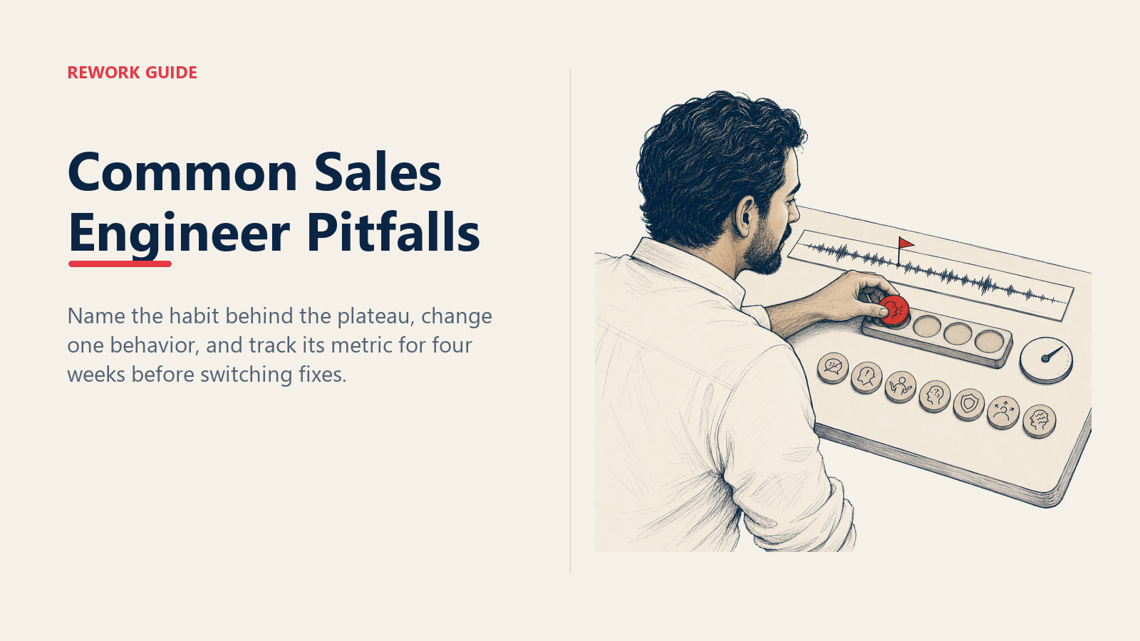 Sales engineer diagnosing one recurring pitfall from a call recording and starting a four-week recovery plan